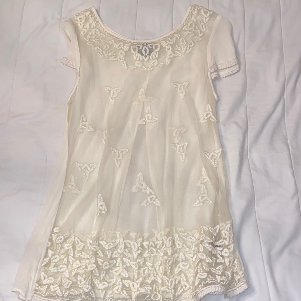 Anthropologie sheer/ stitched top